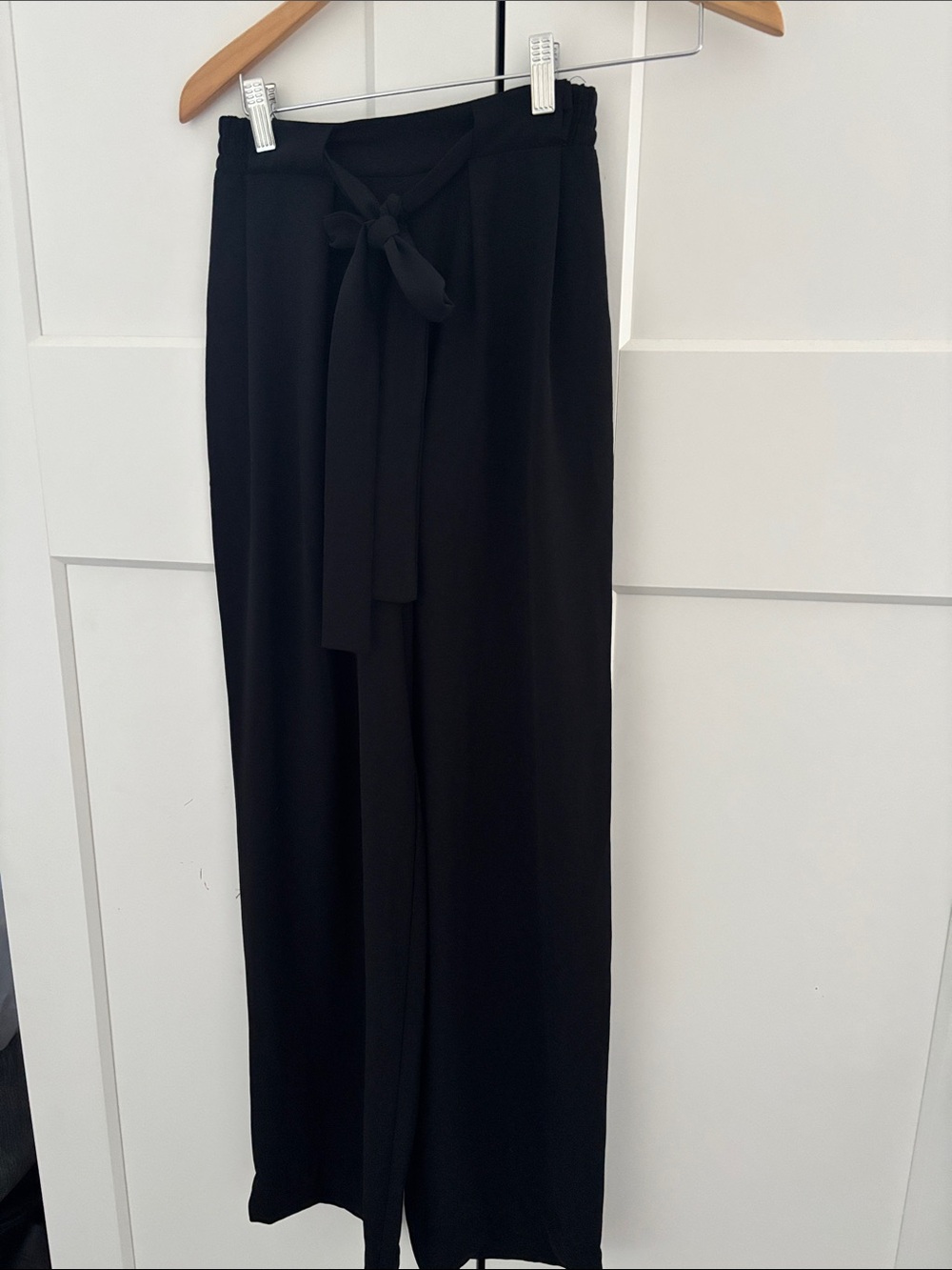 Zara Black Wide-Leg Tie-Waist Pants